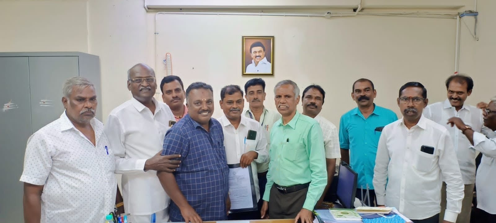 Office bearers of the TNEB Workers & Engineers United Union at the union headquarters